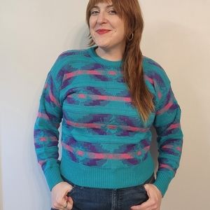 80s Funky Neon Ski Sweater
